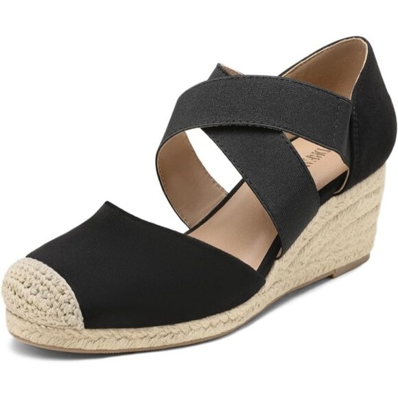 Dream Pairs Shoes - DREAM PAIRS Womens Close Toe Espadrilles Platform Slip on Elastic Criss Cross